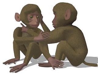 猴子雕塑su模型下载_sketchup草图大师SKP模型
