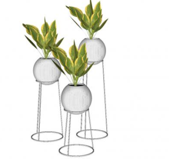 室内观赏花架盆栽SU模型下载_sketchup草图大师SKP模型