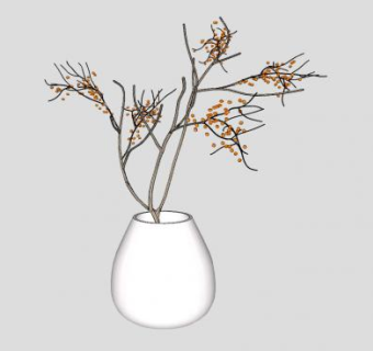 陶瓷花瓶观赏树枝SU模型下载_sketchup草图大师SKP模型