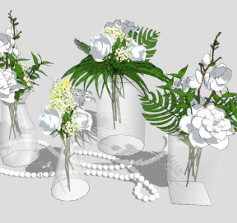 珍珠项链花瓶摆件SU模型下载_sketchup草图大师SKP模型