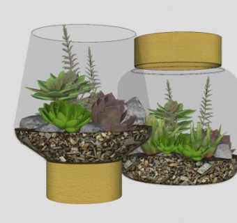 室内摆件小盆栽SU模型下载_sketchup草图大师SKP模型