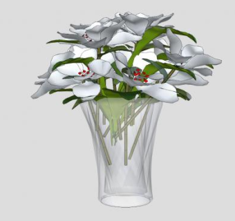 现代玻璃花瓶花束摆件SU模型下载_sketchup草图大师SKP模型
