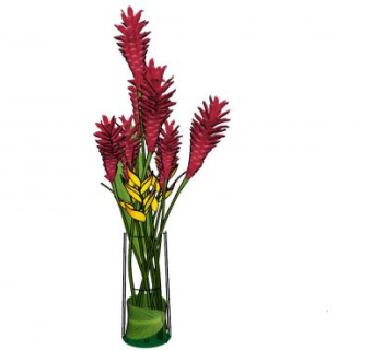 红凤梨花瓶SU模型下载_sketchup草图大师SKP模型