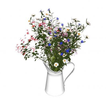 欧式花瓶插花植物SU模型下载_sketchup草图大师SKP模型
