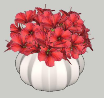 朱瑾花束花盆SU模型下载_sketchup草图大师SKP模型