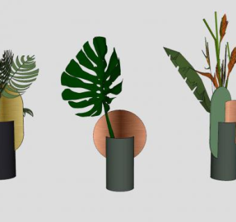 现代创意花瓶植物SU模型下载_sketchup草图大师SKP模型