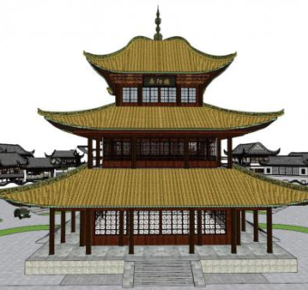 岳阳楼su模型下载_sketchup草图大师SKP模型
