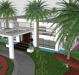 现代风格海滨别墅SU模型下载_sketchup草图大师SKP模型