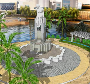 现代景观公园SU模型下载_sketchup草图大师SKP模型