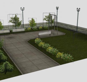 小型城市公园sketchup模型下载_sketchup草图大师SKP模型