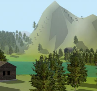 郊外山岳景观SU模型下载_sketchup草图大师SKP模型