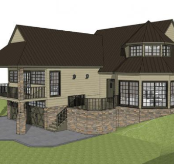 别墅落地窗su模型下载_sketchup草图大师SKP模型