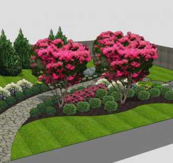 现代园林小道景观SU模型下载_sketchup草图大师SKP模型