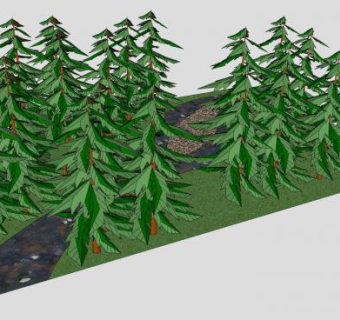 森林场景SU模型下载_sketchup草图大师SKP模型