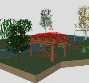 现代简易公园SU模型下载_sketchup草图大师SKP模型