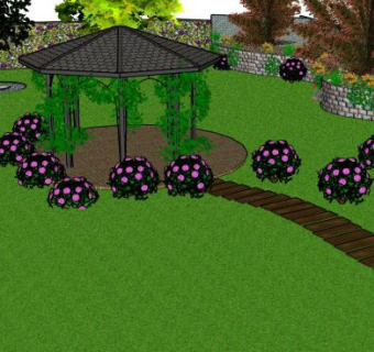 现代凉亭公园SU模型下载_sketchup草图大师SKP模型