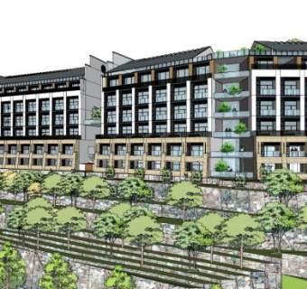 山地酒店su模型下载_sketchup草图大师SKP模型