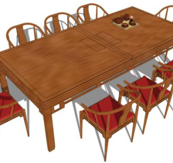 实木茶桌su模型下载_sketchup草图大师SKP模型