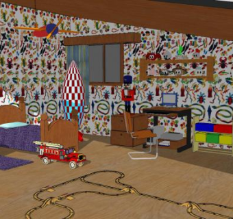 现代玩具儿童房sketchup模型下载_sketchup草图大师SKP模型