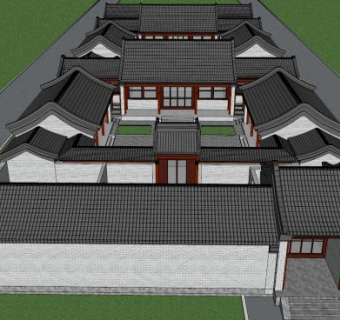 老北京四合院su模型下载_sketchup草图大师SKP模型