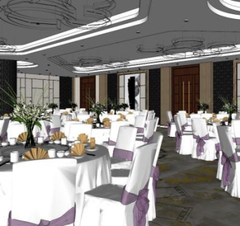 宴会厅su模型下载_sketchup草图大师SKP模型