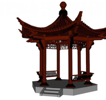 攒尖顶亭子su模型下载_sketchup草图大师SKP模型