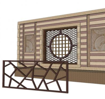 中式冰裂纹su模型下载_sketchup草图大师SKP模型