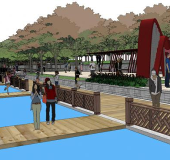 滨水景观su模型下载_sketchup草图大师SKP模型