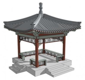 四角凉亭su模型下载_sketchup草图大师SKP模型