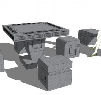 石桌椅su模型下载_sketchup草图大师SKP模型
