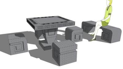 石桌椅su模型下载_sketchup草图大师SKP模型