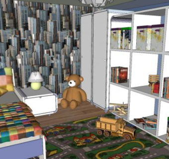 现代玩具儿童房SKP模型下载_sketchup草图大师SKP模型