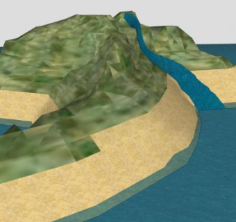 岛上的瀑布地形SU模型下载_sketchup草图大师SKP模型