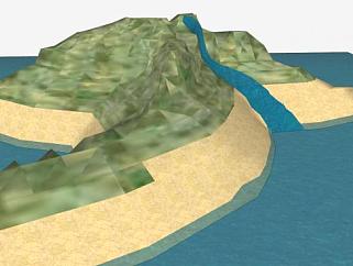 岛上的瀑布<em>地形</em>SU模型下载_<em>sketchup</em>草图大师SKP模型