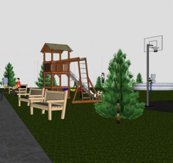 城市游乐公园SU模型下载_sketchup草图大师SKP模型