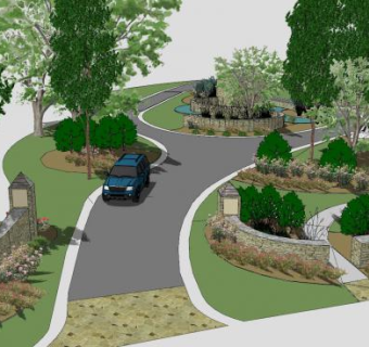 公园景观小道SU模型下载_sketchup草图大师SKP模型