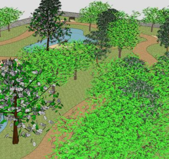 景观公园SU模型下载_sketchup草图大师SKP模型