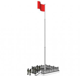 旗杆红旗su模型下载_sketchup草图大师SKP模型