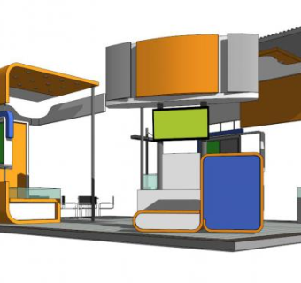 电动车展台su模型下载_sketchup草图大师SKP模型
