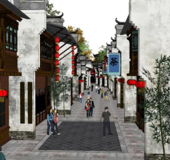 现代徽派建筑su模型下载_sketchup草图大师SKP模型