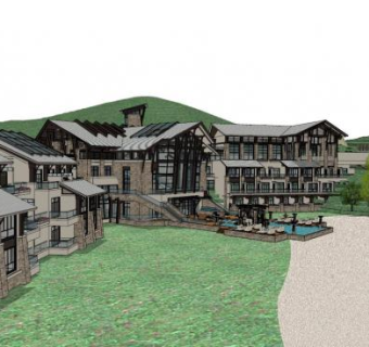 山体独栋别墅su模型下载_sketchup草图大师SKP模型