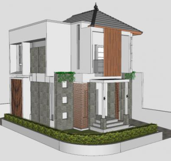 现代独立别墅建筑住宅SU模型下载_sketchup草图大师SKP模型