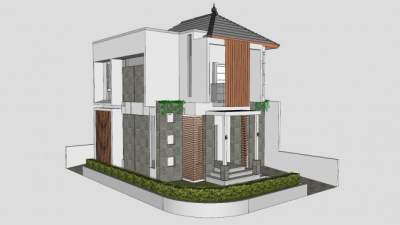 现代独立别墅建筑住宅SU模型下载_sketchup草图大师SKP模型