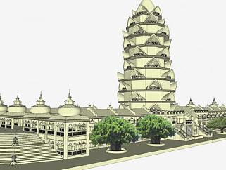 印度寺庙建筑sketchup模型下载_sketchup草图大师SKP模型