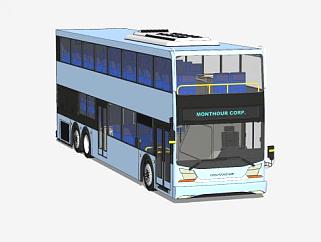 双层巴士车公交车SU模型下载_sketchup草图大师SKP模型