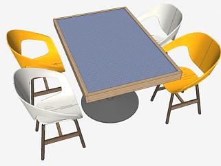 现代简约餐桌椅家具SU模型下载_sketchup草图大师SKP模型