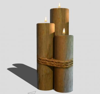 捆绑蜡烛灯火装饰品SU模型下载_sketchup草图大师SKP模型