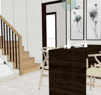 别墅客厅su模型下载_sketchup草图大师SKP模型