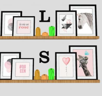 室内墙装饰品挂架画SU模型下载_sketchup草图大师SKP模型