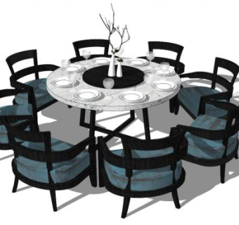 圆餐桌su模型下载_sketchup草图大师SKP模型